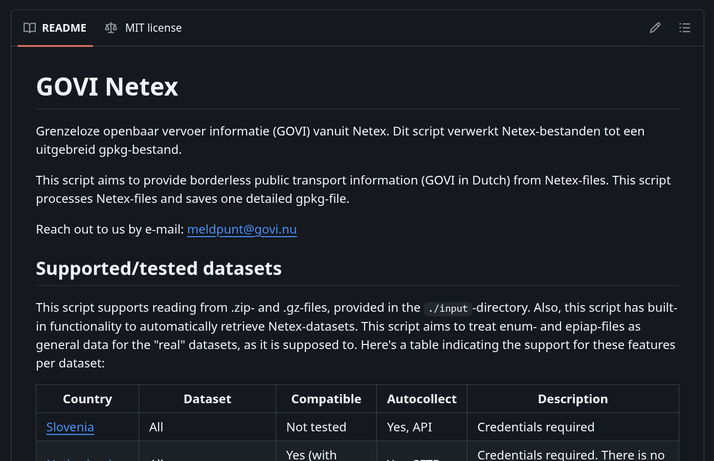 Screenshot van govi-netex