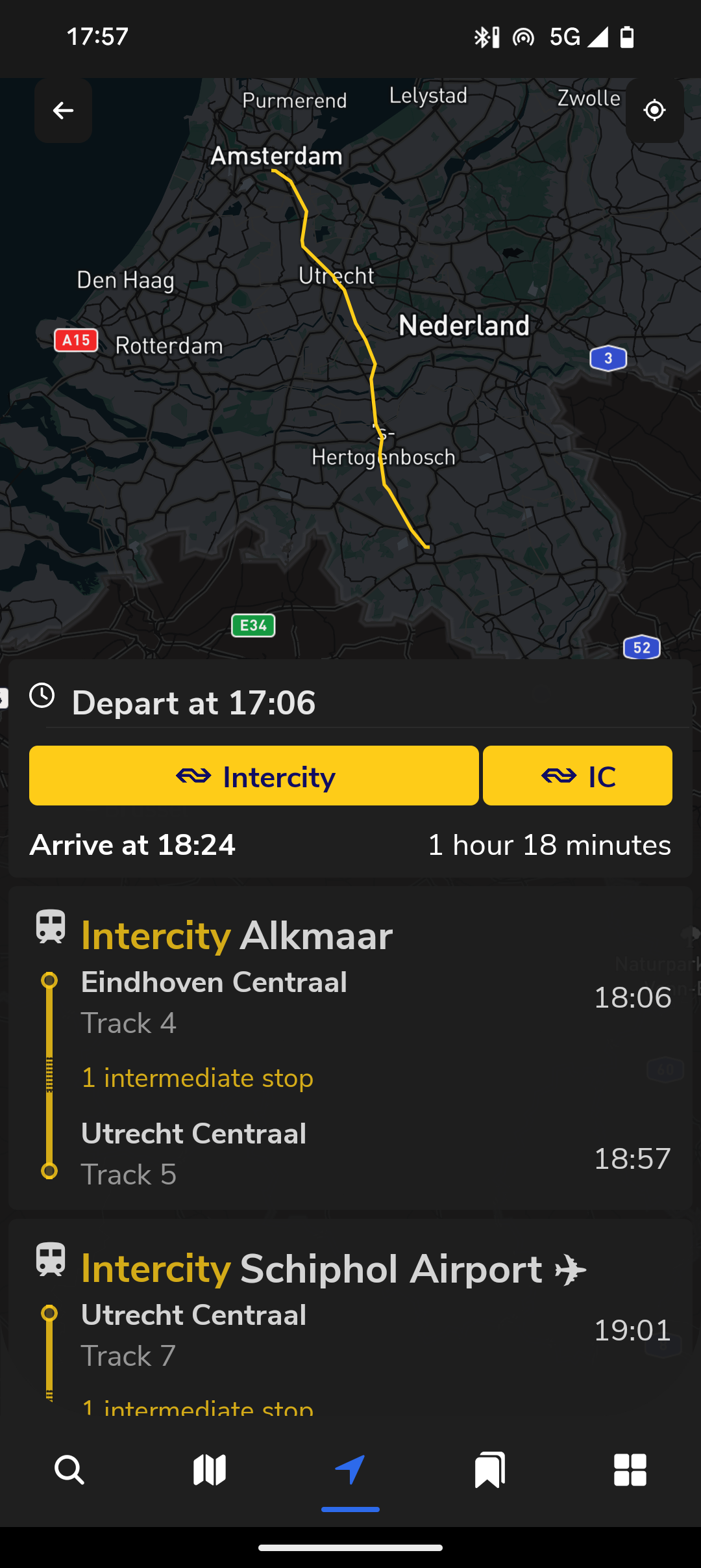 Screenshot van de R-OV App