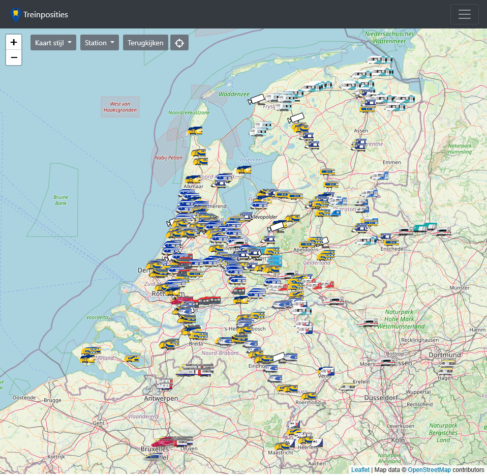 Screenshot van Treinposities.nl