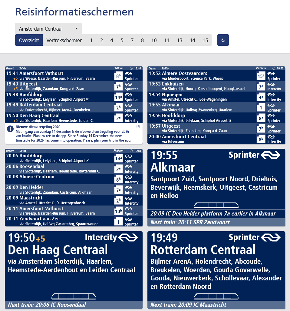 Screenshot van Treinscherm.nl